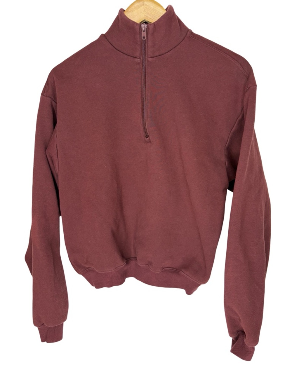 Skims Cotton Fleece quarter zip pullover jacket  maroon small